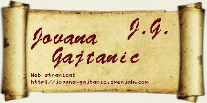 Jovana Gajtanić vizit kartica
